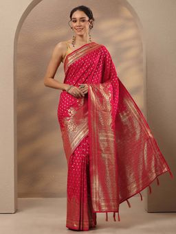 Libas - Woven Design Silk Blend Saree With Unstitched Blouse