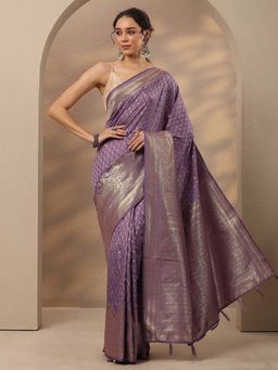 Libas - Woven Design Silk Blend Saree With Unstitched Blouse
