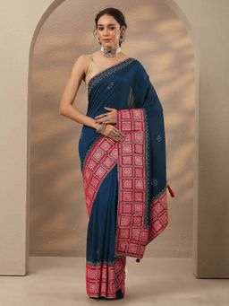 Libas - Embellished Silk Blend Saree With Unstitched Blouse
