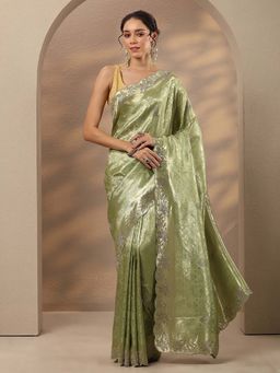 Libas - Woven Design Silk Blend Saree With Unstitched Blouse