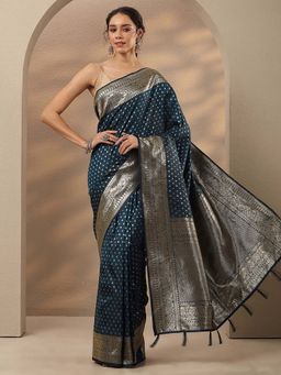 Libas - Woven Design Silk Blend Saree With Unstitched Blouse