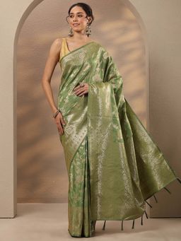 Libas - Woven Design Silk Blend Saree With Unstitched Blouse