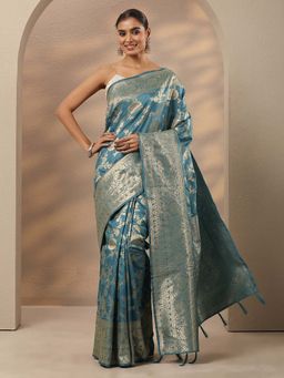Libas - Woven Design Silk Blend Saree With Unstitched Blouse
