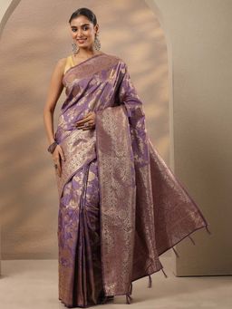 Libas - Woven Design Silk Blend Saree With Unstitched Blouse