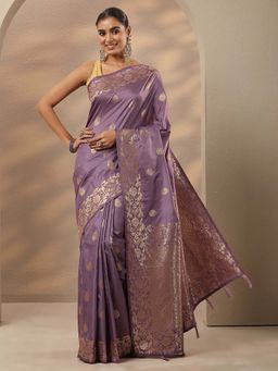 Libas - Woven Design Silk Blend Saree With Unstitched Blouse