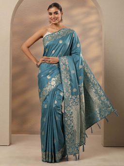 Libas - Woven Design Silk Blend Saree With Unstitched Blouse
