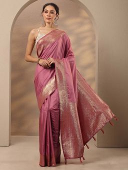 Libas - Woven Design Silk Blend Saree With Unstitched Blouse