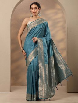 Libas - Woven Design Silk Blend Saree With Unstitched Blouse