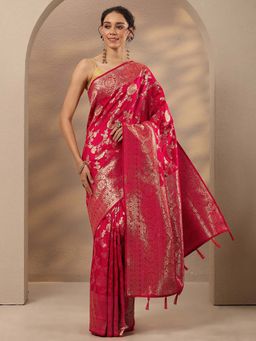 Libas - Woven Design Silk Blend Saree With Unstitched Blouse