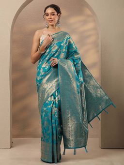 Libas - Woven Design Silk Blend Saree With Unstitched Blouse