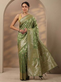 Libas - Woven Design Silk Blend Saree With Unstitched Blouse