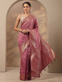 Libas - Woven Design Silk Blend Saree With Unstitched Blouse