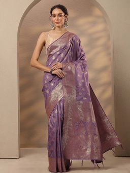 Libas - Woven Design Silk Blend Saree With Unstitched Blouse