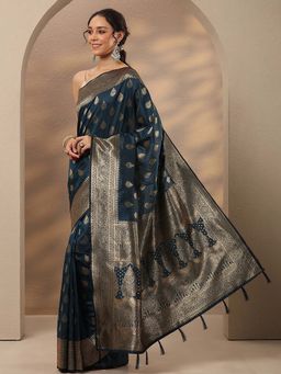 Libas - Woven Design Silk Blend Saree With Unstitched Blouse