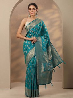 Libas - Woven Design Silk Blend Saree With Unstitched Blouse