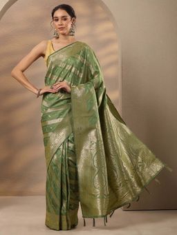 Libas - Woven Design Silk Blend Saree With Unstitched Blouse