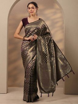 Libas - Woven Design Silk Blend Saree With Unstitched Blouse