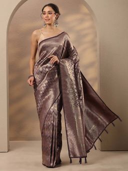 Libas - Woven Design Silk Blend Saree With Unstitched Blouse