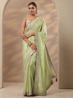 Libas - Embellished Silk Blend Saree With Unstitched Blouse