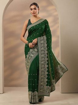 Libas - Embroidered Georgette Saree With Unstitched Blouse
