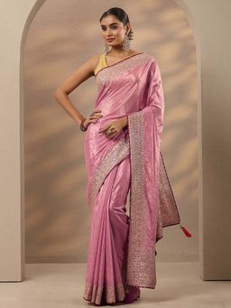 Libas - Embellished Silk Blend Saree With Unstitched Blouse