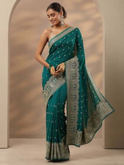 Libas - Embroidered Georgette Saree With Unstitched Blouse