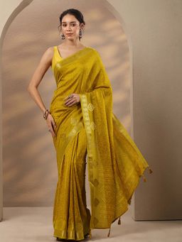 Libas - Printed Silk Blend Saree With Unstitched Blouse