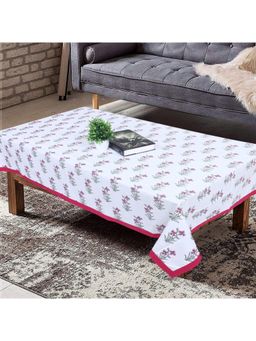 Texstylers - Pink Pure Cotton Printed 4 Seater Centre Table Cloth Cover (4 Seater)