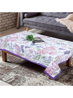 Texstylers - Purple Pure Cotton Printed 4 Seater Centre Table Cloth Cover (4 Seater)