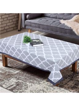 Texstylers - Grey Pure Cotton Printed 4 Seater Centre Table Cloth Cover (4 Seater)