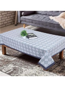 Texstylers - Grey Pure Cotton Printed 4 Seater Centre Table Cloth Cover (4 Seater)
