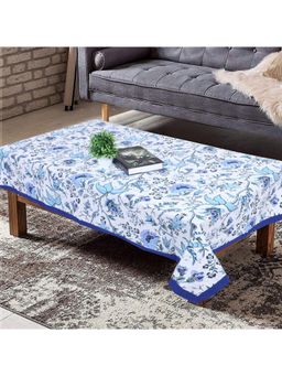 Texstylers - Blue Pure Cotton Printed 4 Seater Centre Table Cloth Cover (4 Seater)