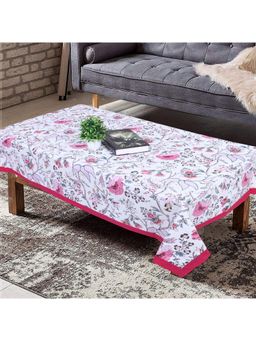 Texstylers - Pink Pure Cotton Printed 4 Seater Centre Table Cloth Cover (4 Seater)