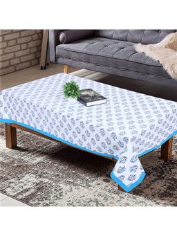 Texstylers - Blue Pure Cotton Printed 4 Seater Centre Table Cloth Cover (4 Seater)