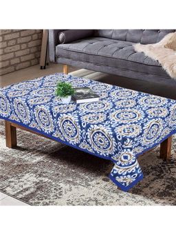 Texstylers - Blue Pure Cotton Printed 4 Seater Centre Table Cloth Cover (4 Seater)