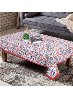 Texstylers - Red Pure Cotton Printed 4 Seater Centre Table Cloth Cover (4 Seater)