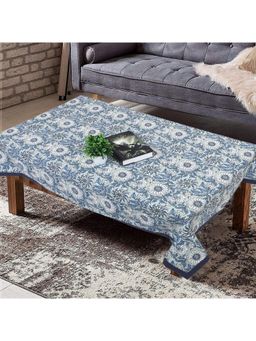 Texstylers - Blue Pure Cotton Printed 4 Seater Centre Table Cloth Cover (4 Seater)