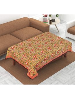 Texstylers - Orange Pure Cotton Printed 4 Seater Centre Table Cloth Cover (4 Seater)