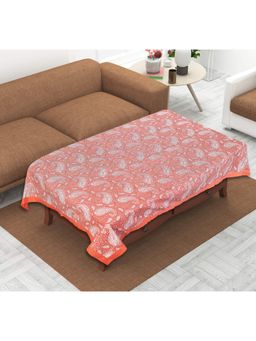 Texstylers - Peach Pure Cotton Printed 4 Seater Centre Table Cloth Cover (4 Seater)