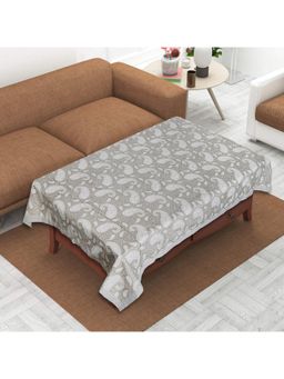 Texstylers - Grey Pure Cotton Printed 4 Seater Centre Table Cloth Cover (4 Seater)