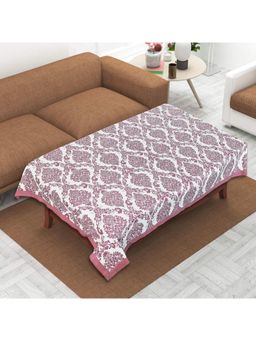 Texstylers - Pink Pure Cotton Printed 4 Seater Centre Table Cloth Cover (4 Seater)