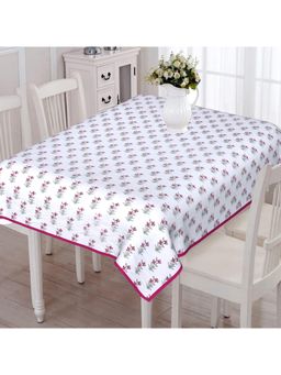 Texstylers - Pink Pure Cotton Printed 6 Seater Dining Table Cloth Cover (6 Seater)