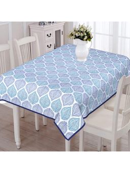 Texstylers - Blue Pure Cotton Printed 6 Seater Dining Table Cloth Cover (6 Seater)