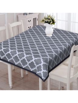 Texstylers - Grey Pure Cotton Printed 6 Seater Dining Table Cloth Cover (6 Seater)