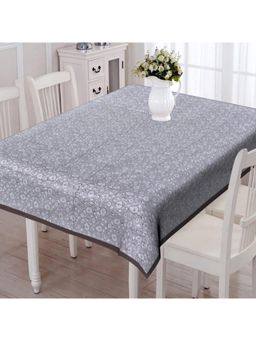 Texstylers - Grey Pure Cotton Printed 6 Seater Dining Table Cloth Cover (6 Seater)
