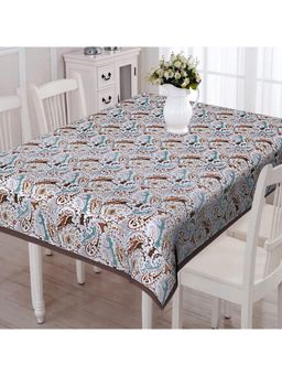 Texstylers - Brown Pure Cotton Printed 6 Seater Dining Table Cloth Cover (6 Seater)
