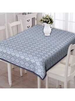 Texstylers - Grey Pure Cotton Printed 6 Seater Dining Table Cloth Cover (6 Seater)