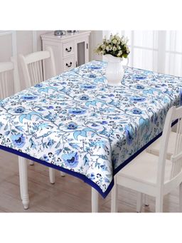 Texstylers - Blue Pure Cotton Printed 6 Seater Dining Table Cloth Cover (6 Seater)
