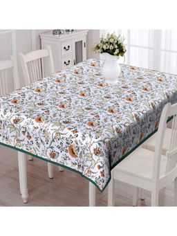 Texstylers - Green Pure Cotton Printed 6 Seater Dining Table Cloth Cover (6 Seater)