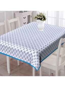 Texstylers - Blue Pure Cotton Printed 6 Seater Dining Table Cloth Cover (6 Seater)